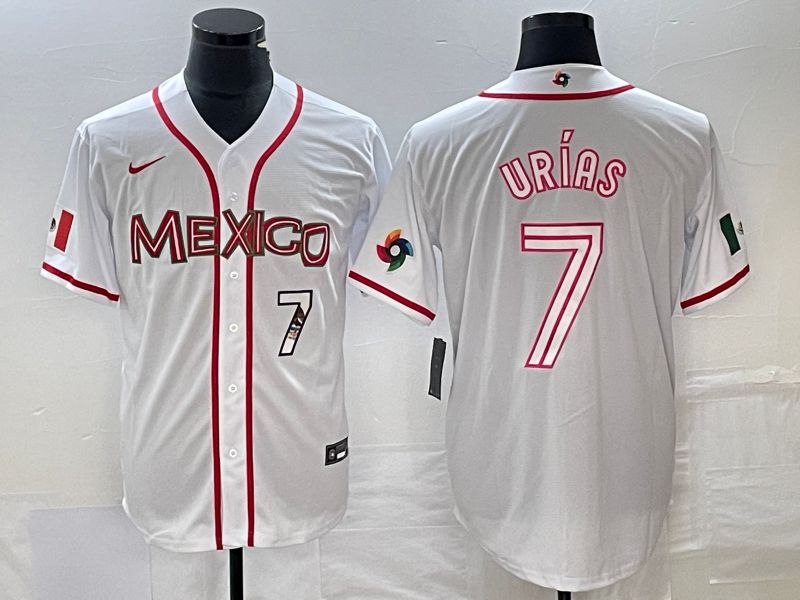 Men 2023 World Cub Mexico #7 Urias White Nike MLB Jersey59